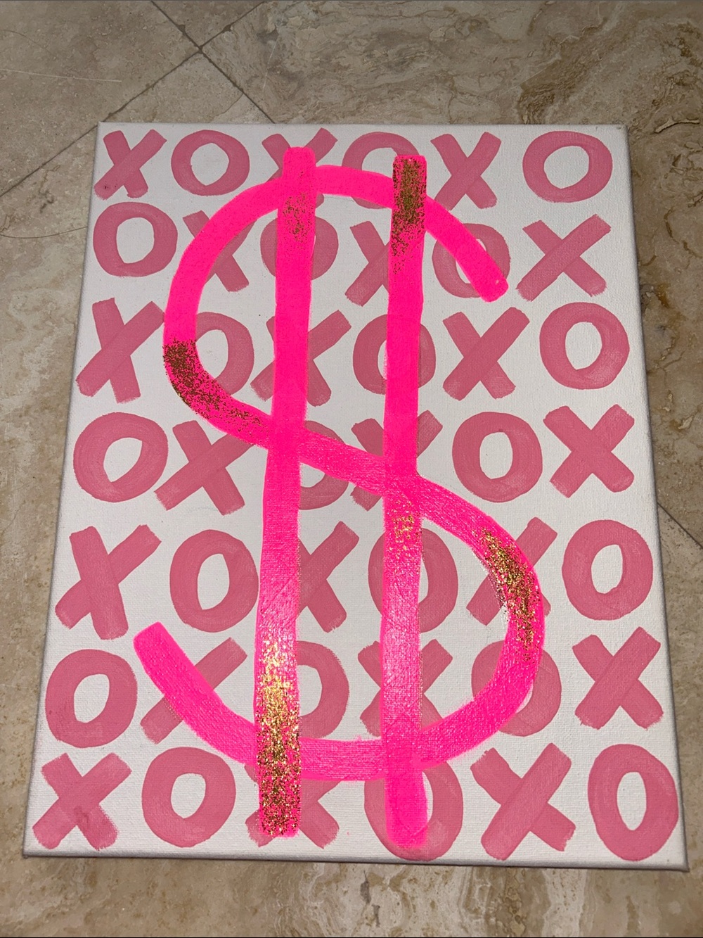 Preppy Glitter Canvas Painting